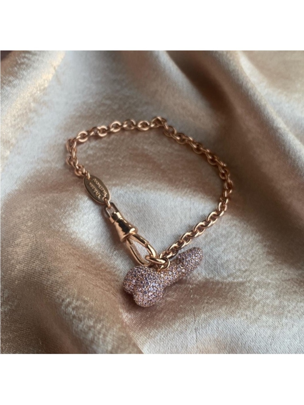 Vivienne Westwood Rare Vintage Pavé Crystal Rose Gold Penis Swarovski Bracelet